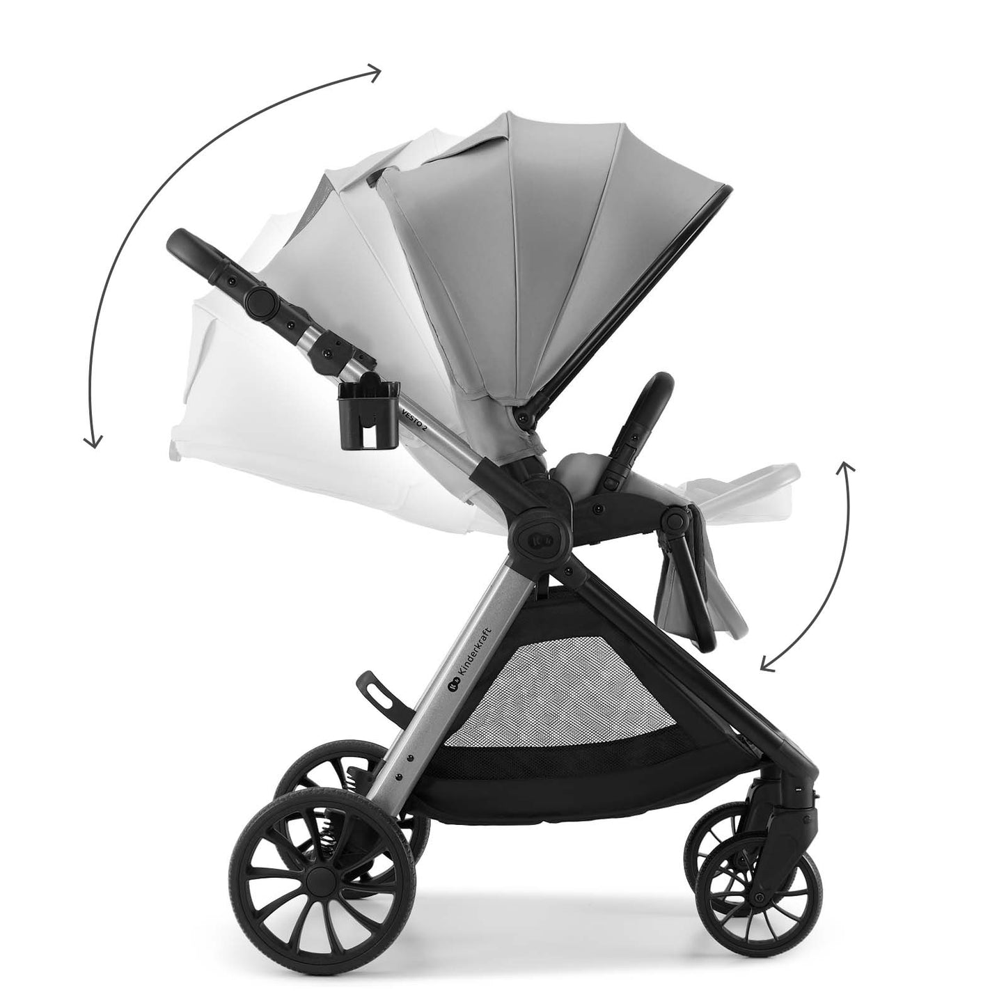 Carro de Bebé Kinderkraft VESTO 3 en 1 hasta 22 kg Beige | Silla de Coche MINK PRO 2 i-Size, Capazo, Silla Reversible y Travel System