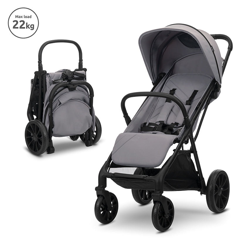 Silla de Paseo Lorelli NUVELLA hasta 22 kg Gris| Ligera, Compacta, Reclinable y Plegable con una Mano