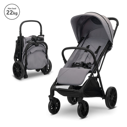 Silla de Paseo Lorelli NUVELLA hasta 22 kg Gris| Ligera, Compacta, Reclinable y Plegable con una Mano