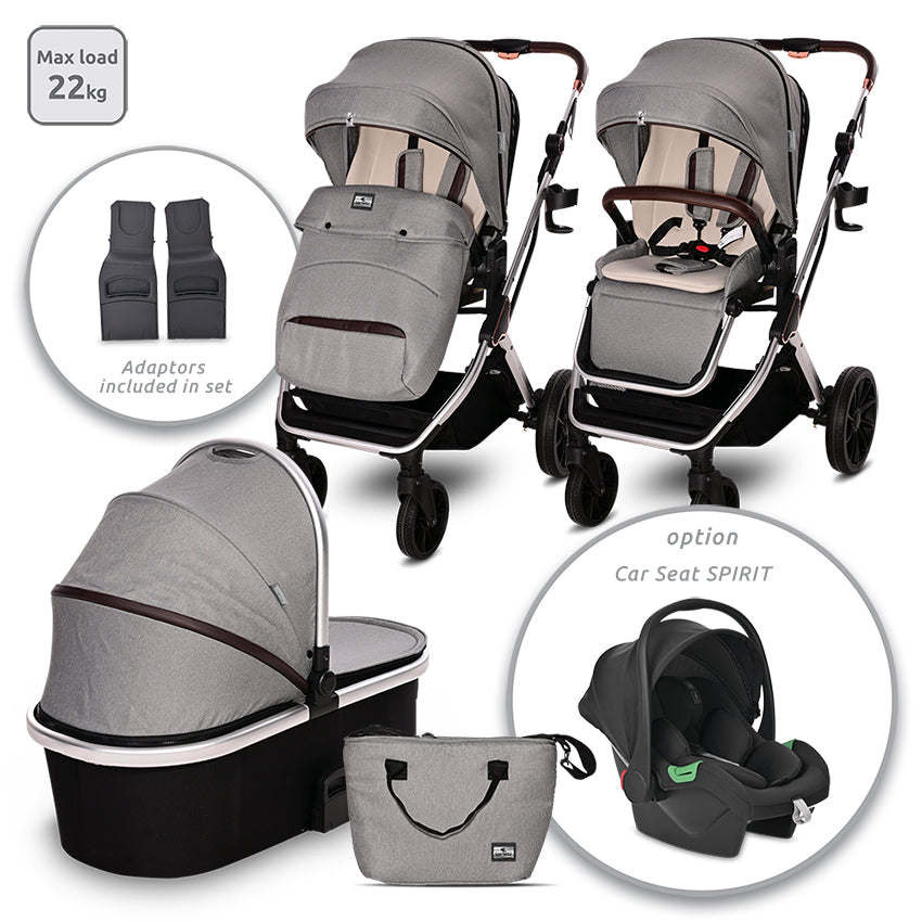 Carro de bebe Lorelli glory 3 en 1 gris