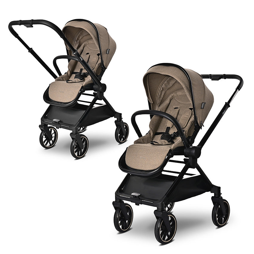 Carro de Bebé Marron Lorelli Reya 3 en 1 | Capazo, Silla de Paseo y Grupo 0