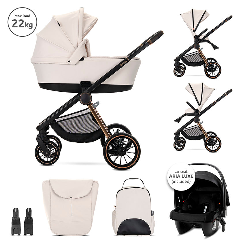Carro de bebe Lorelli Bianca 3 en 1 beige claro