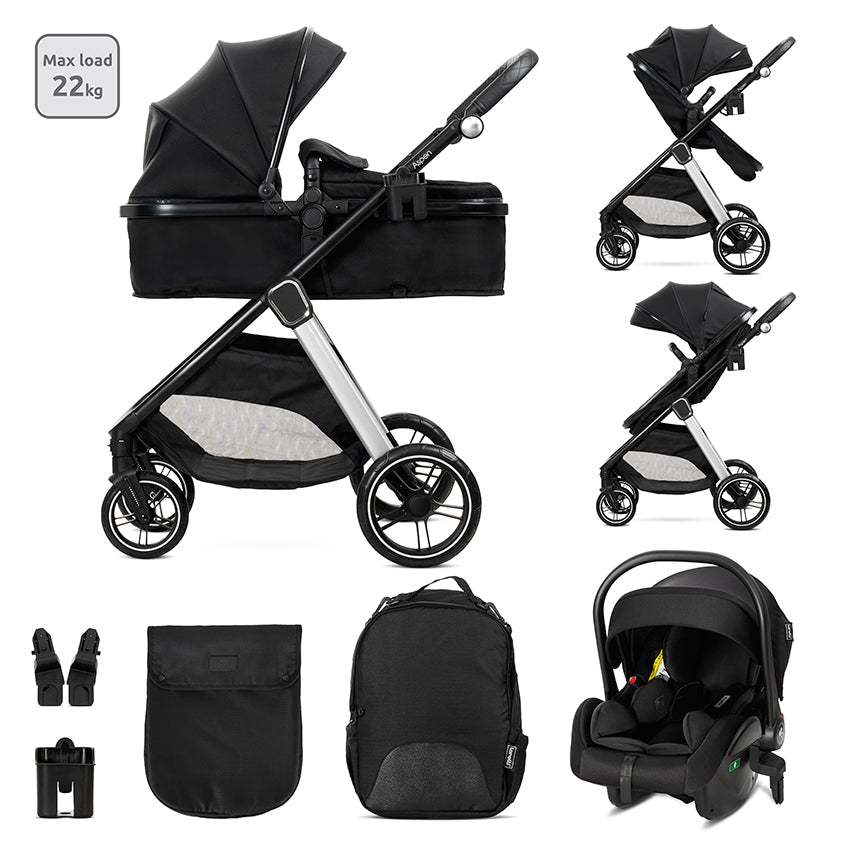 Carro de bebe Aspen de Lorelli 3 en 1 Convertible negro + minicuna beige