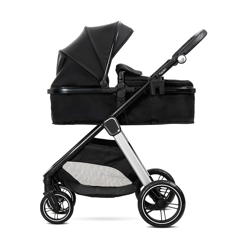 Carro de bebe Aspen de Lorelli 3 en 1 Convertible negro + minicuna beige