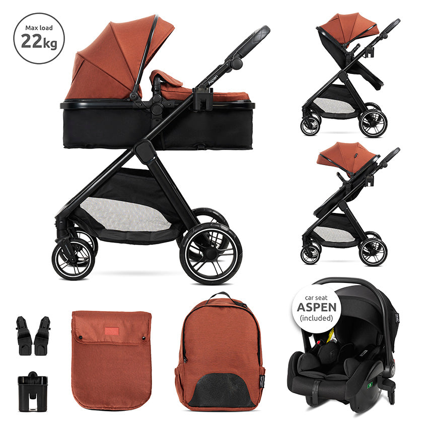 Carro de bebe Aspen de Lorelli 3 en 1 Convertible rojo