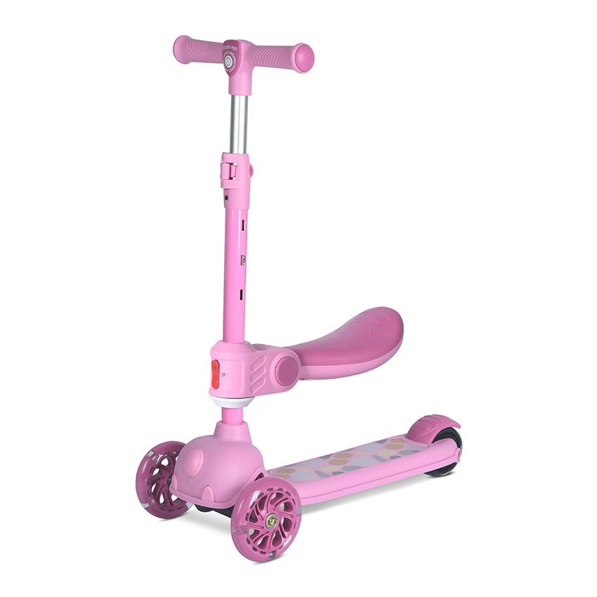 Patinete para niños Lorelli JETSTER Plus | Ajustable, con asiento y luces en las ruedas rosa