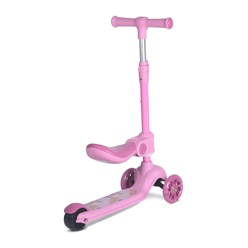 Patinete para niños Lorelli JETSTER Plus | Ajustable, con asiento y luces en las ruedas rosa