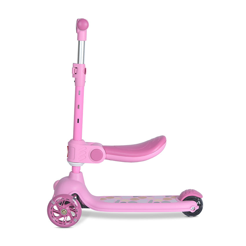 Patinete para niños Lorelli JETSTER Plus | Ajustable, con asiento y luces en las ruedas rosa