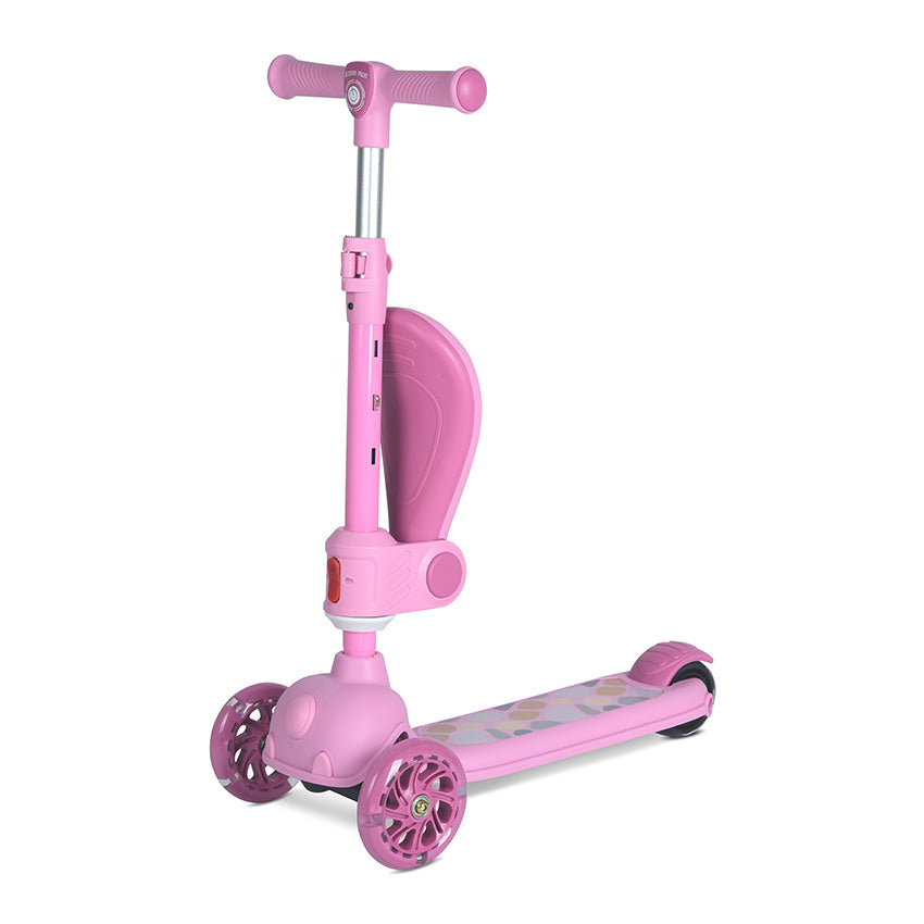 Patinete para niños Lorelli JETSTER Plus | Ajustable, con asiento y luces en las ruedas rosa