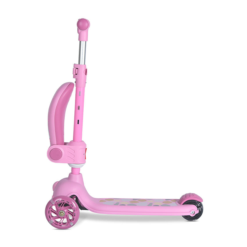 Patinete para niños Lorelli JETSTER Plus | Ajustable, con asiento y luces en las ruedas rosa