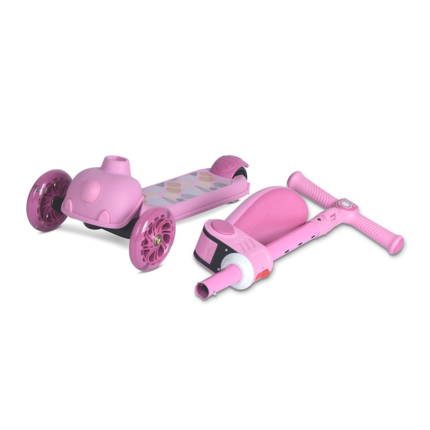 Patinete para niños Lorelli JETSTER Plus | Ajustable, con asiento y luces en las ruedas rosa