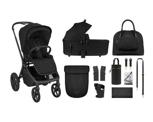 Carrito de Bebé 2 en 1 Goya Platinum Negro con Capazo Plegable – KikkaBoo
