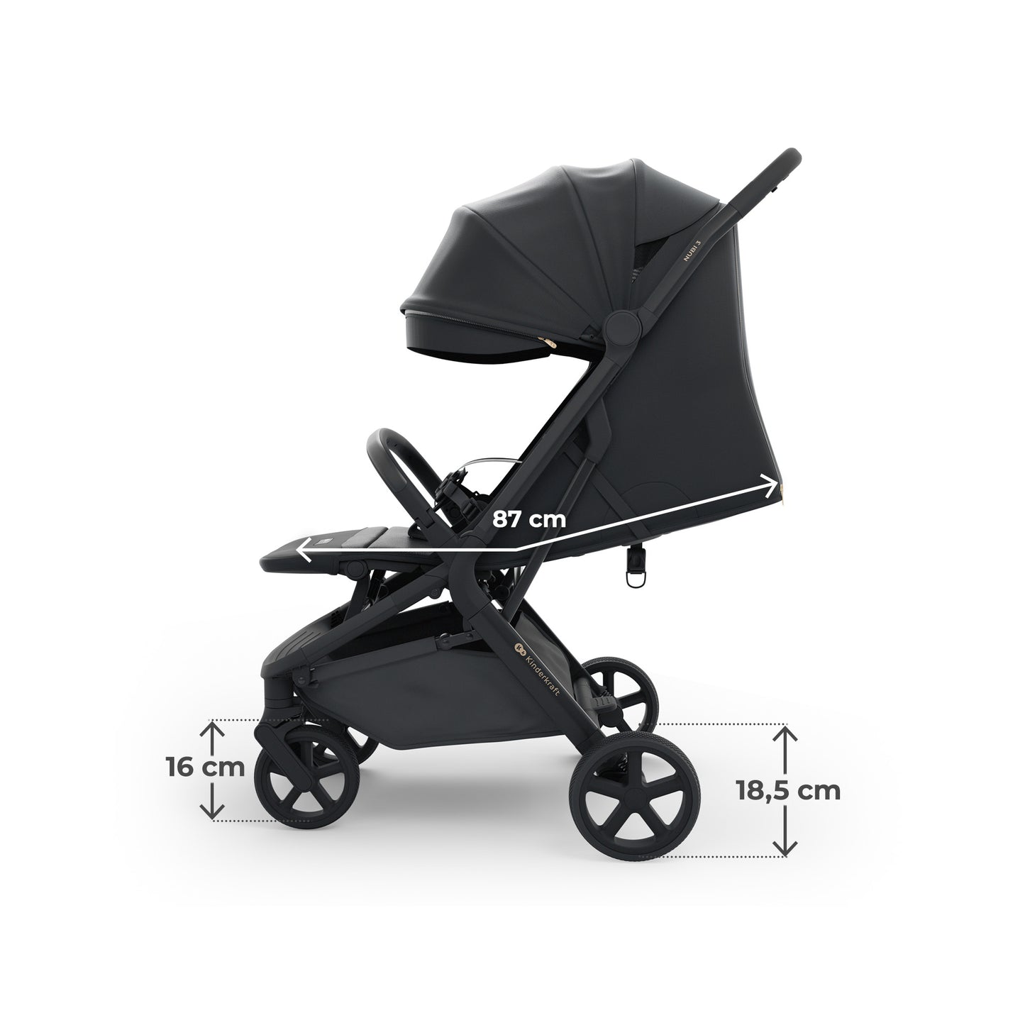 Silla de Paseo NUBI 3 de Kinderkraft  Negra– Ultraligera, Compacta y Perfecta para Viajar