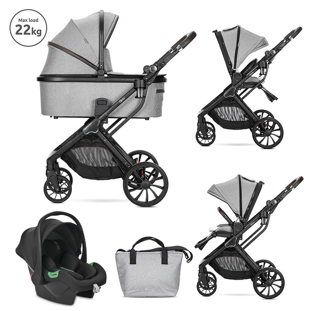 Carro de bebe Lorelli glory 3 en 1 gris claro