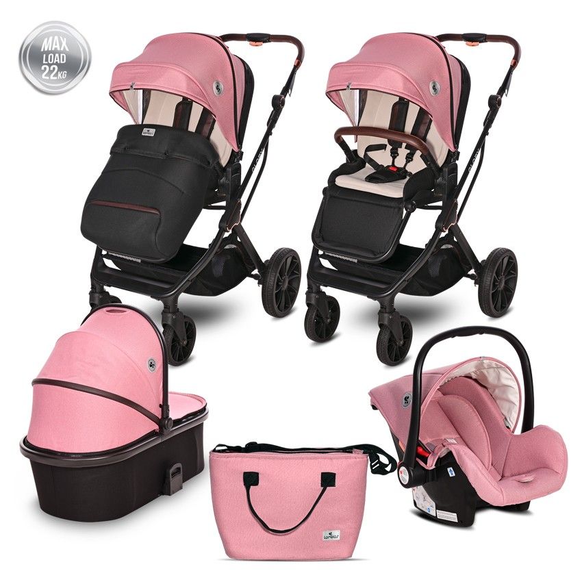 Carro de bebe Lorelli glory 3 en 1 rosa