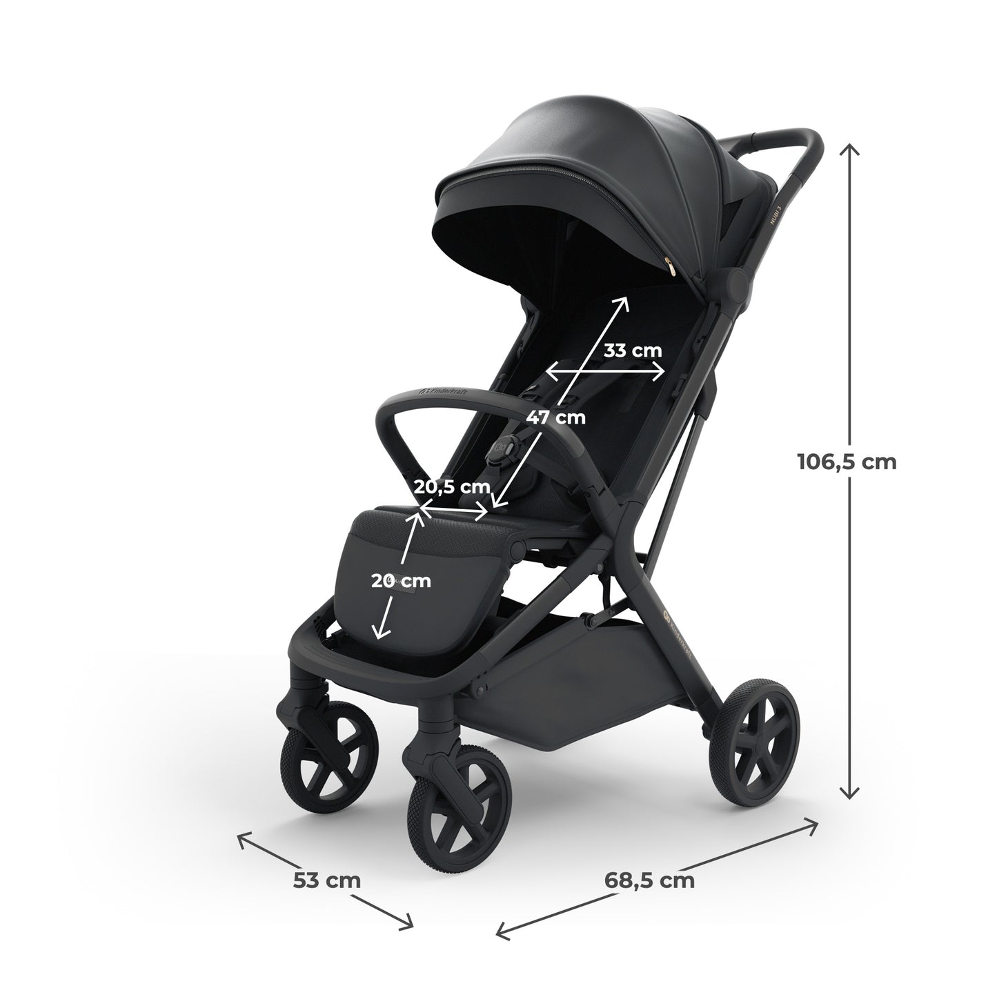 Silla de Paseo NUBI 3 de Kinderkraft  Negra– Ultraligera, Compacta y Perfecta para Viajar