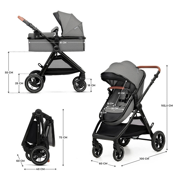 Carro de Bebé Beige Kinderkraft ESME PRO 3 en 1 | Capazo, Silla y Silla de Coche