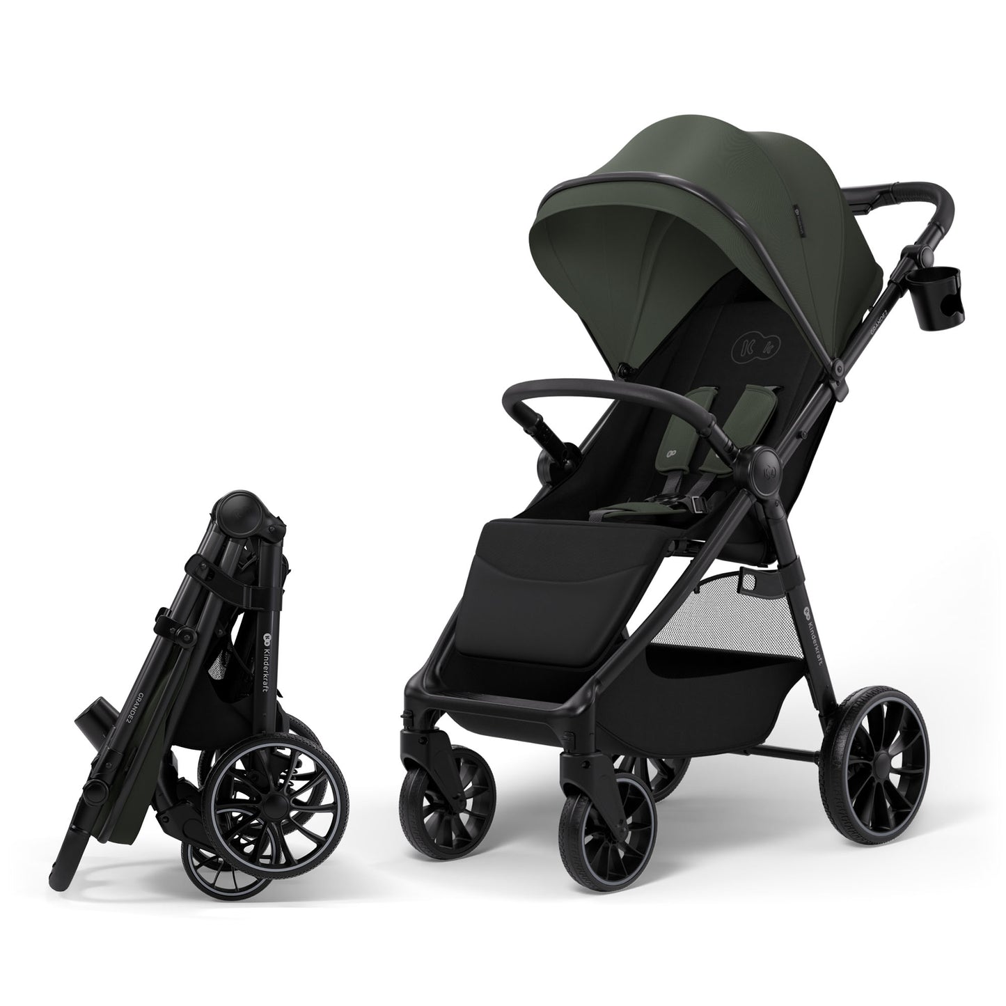 Silla de Paseo Kinderkraft Grande 2 hasta 22 kg Verde | Reclinable, Cómoda y Todoterreno