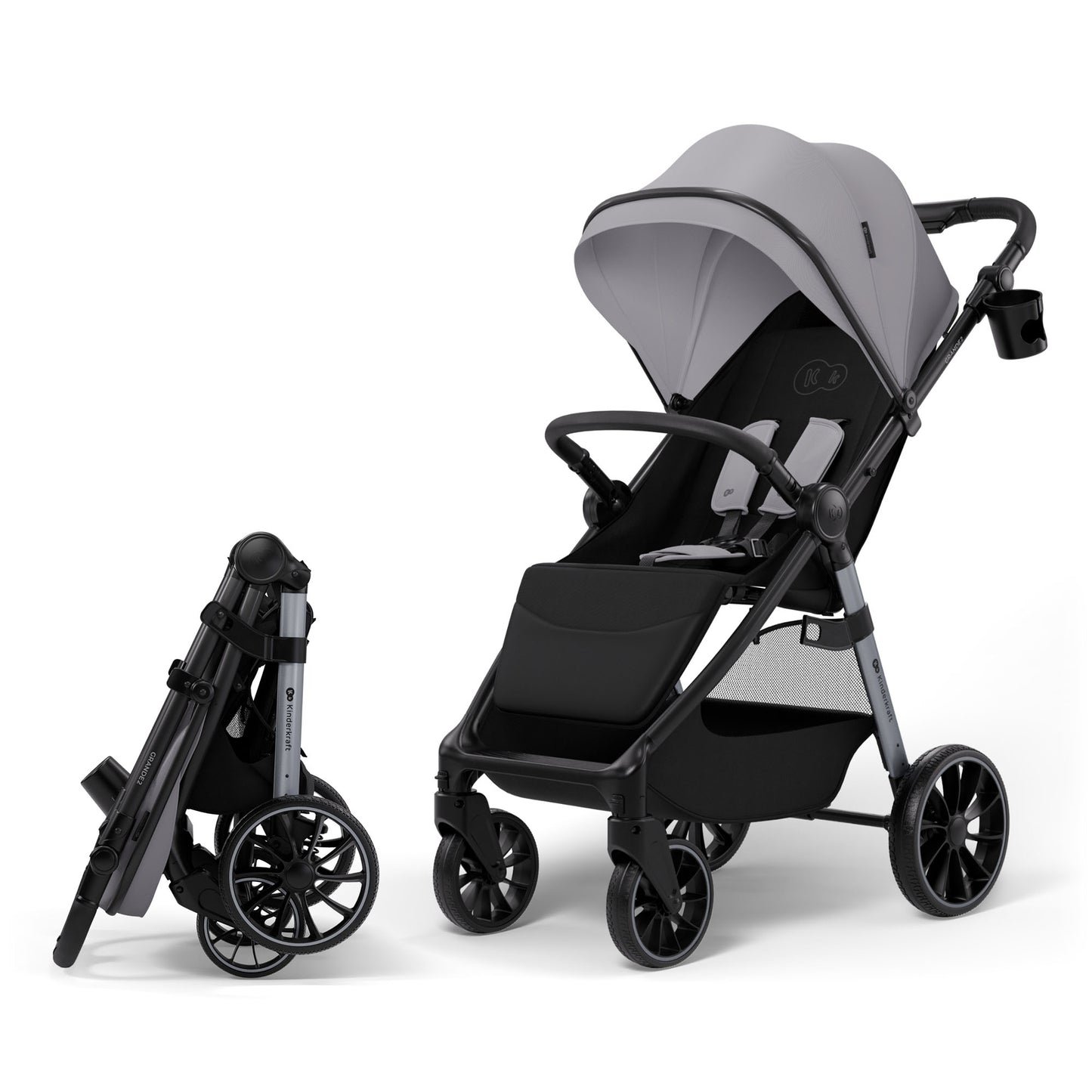 Silla de Paseo Kinderkraft Grande 2 hasta 22 kg Gris | Reclinable, Cómoda y Todoterreno