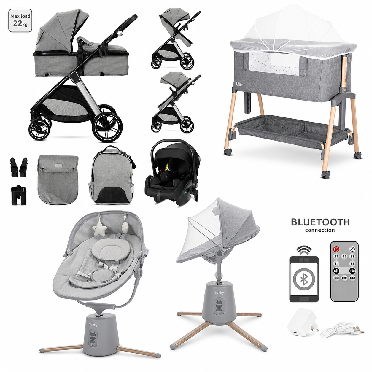 Pack carro de bebe Gris aspen