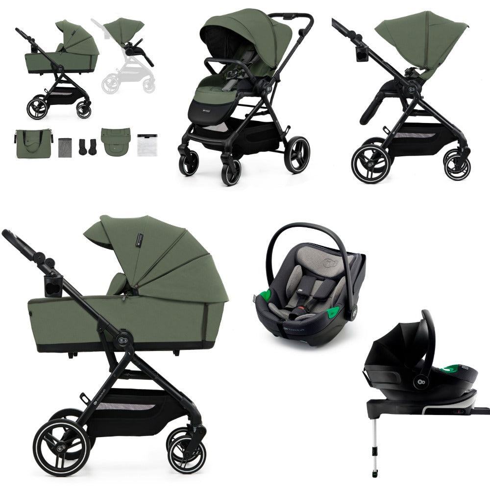 Carro bebé Kinderkraft YOXI 3 en 1  Verde+ silla coche i-Size ISOFIX