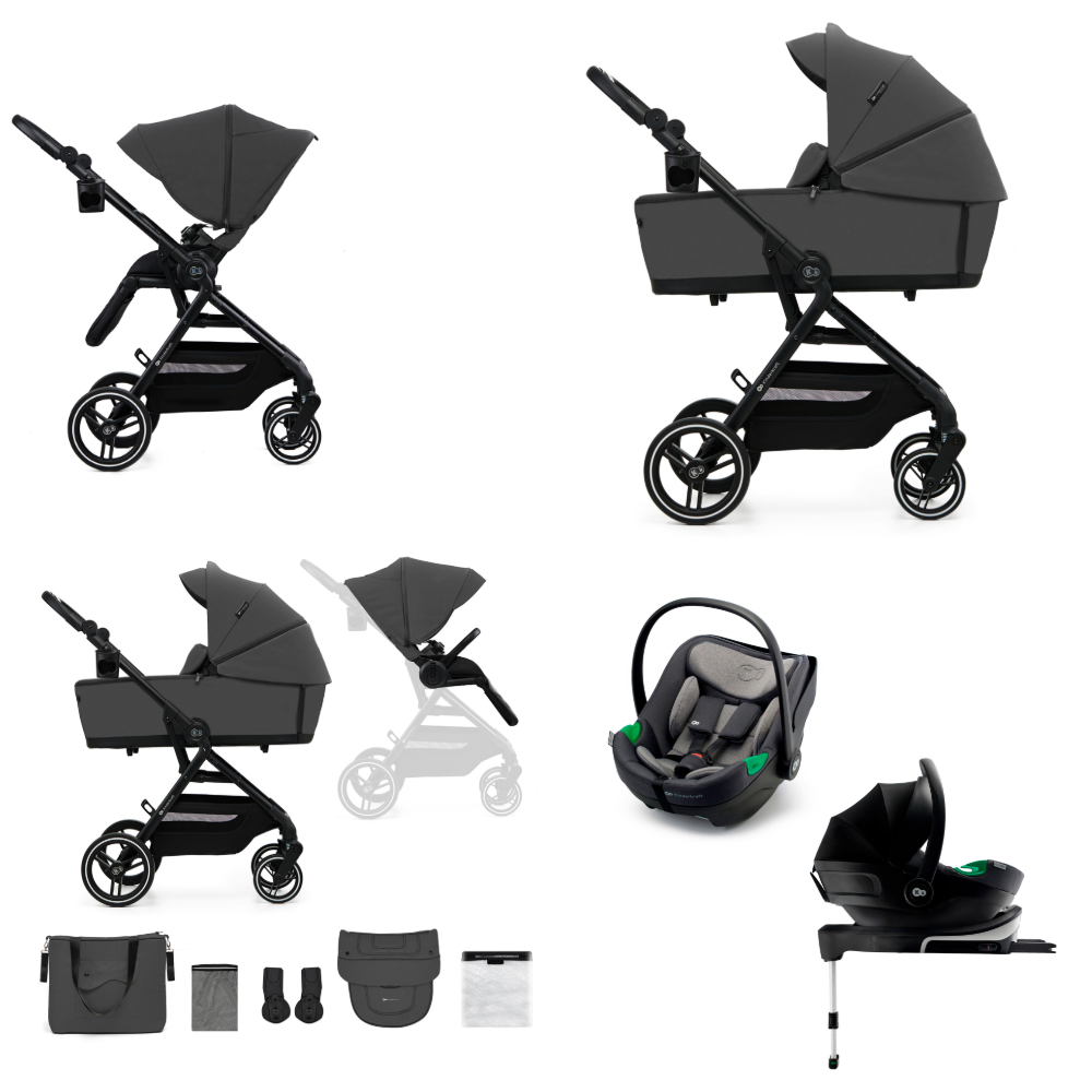 Carro bebé Kinderkraft YOXI 3 en 1  Gris+ silla coche i-Size ISOFIX