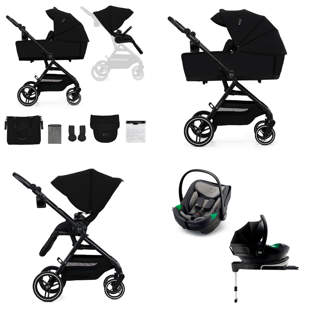 Carro bebé Kinderkraft YOXI 3 en 1  Negro+ silla coche i-Size ISOFIX
