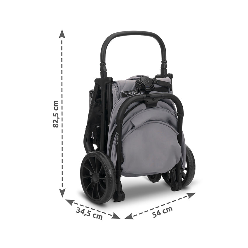Silla de Paseo Lorelli NUVELLA hasta 22 kg Gris| Ligera, Compacta, Reclinable y Plegable con una Mano