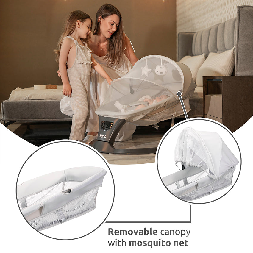 Hamaca automática Siena Lorelli con Bluetooth y control remoto gris