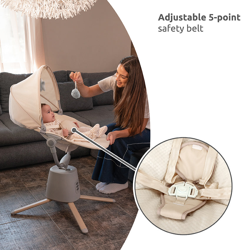 Hamaca automática con Bluetooth y control remoto gris