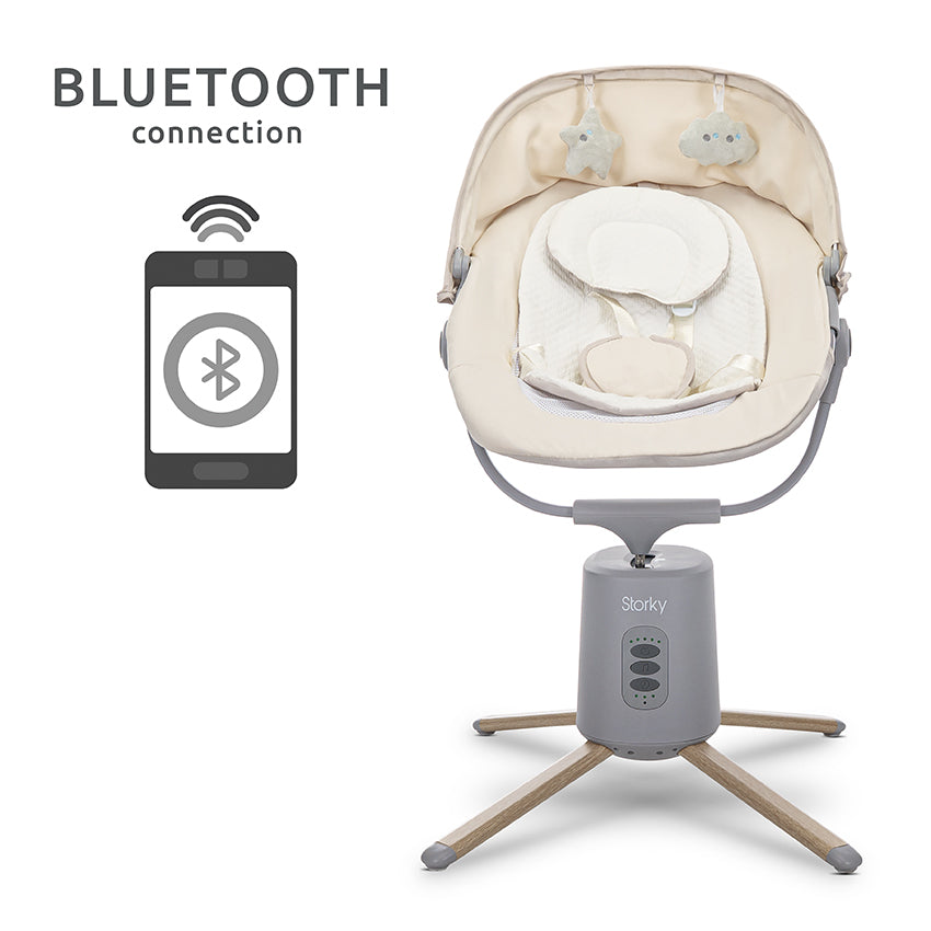 Hamaca automática con Bluetooth y control remoto gris