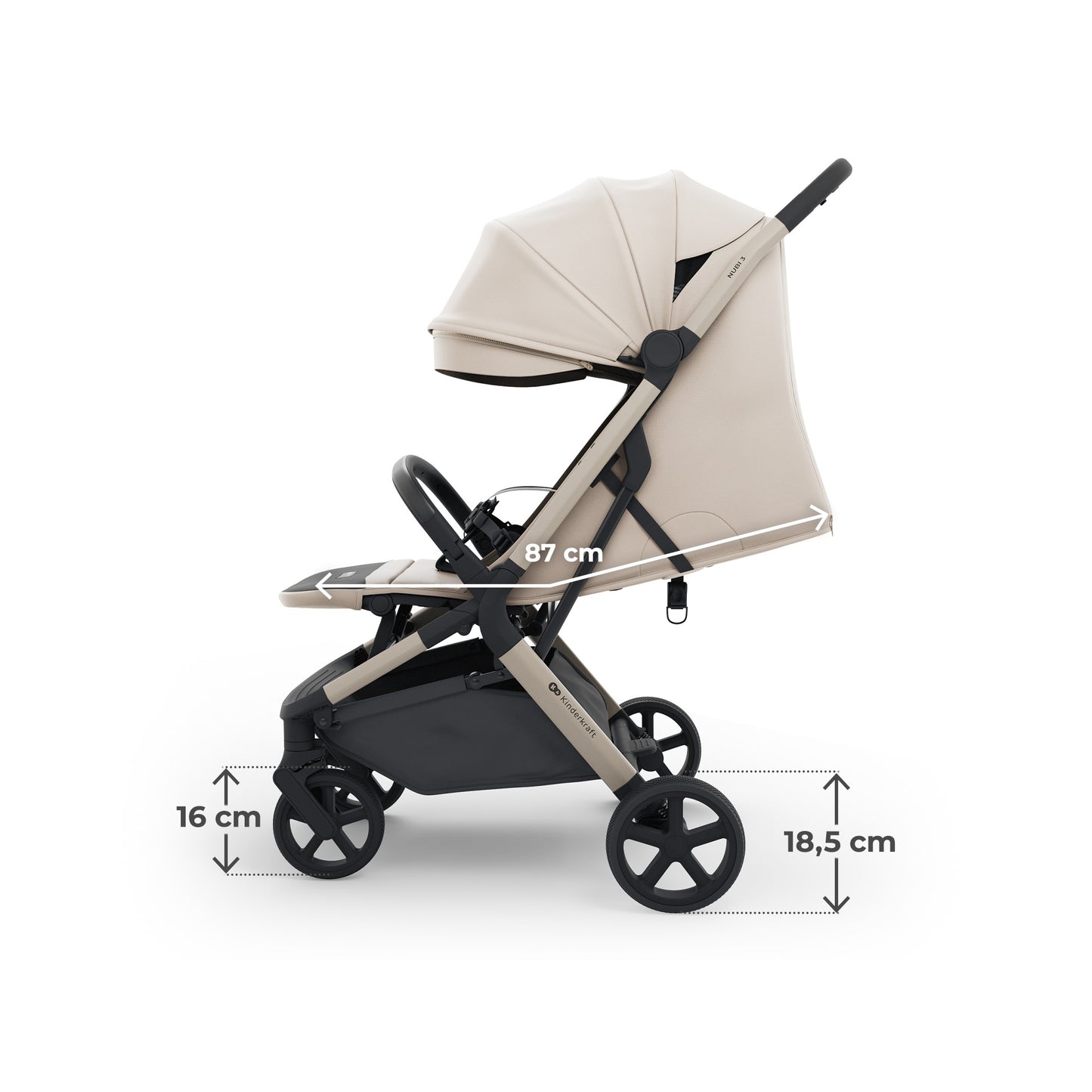 Silla de Paseo NUBI 3 de Kinderkraft  Beige– Ultraligera, Compacta y Perfecta para Viajar