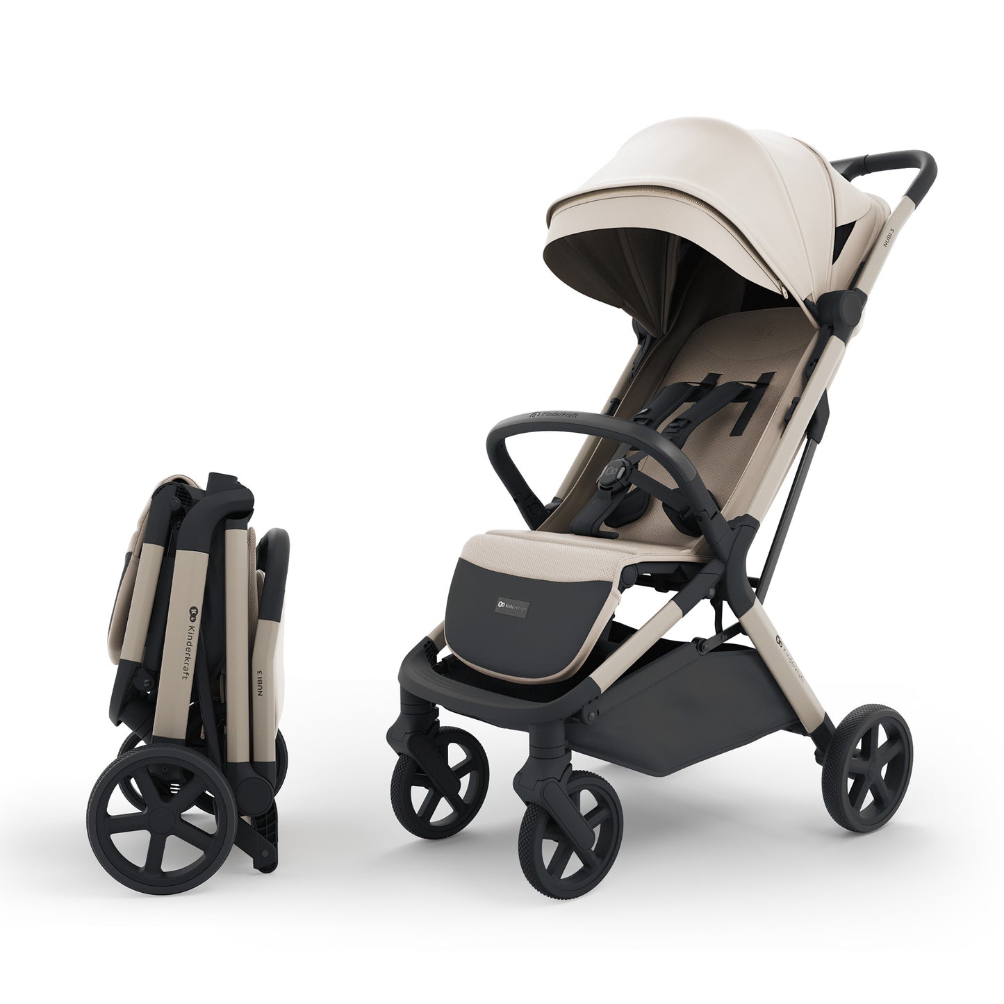 Silla de Paseo NUBI 3 de Kinderkraft  Beige– Ultraligera, Compacta y Perfecta para Viajar