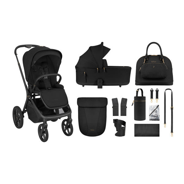 Carrito de Bebé 2 en 1 Goya Platinum Negro con Capazo Plegable – KikkaBoo