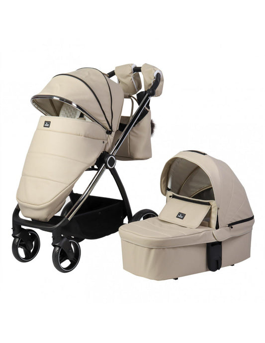 Carro de bebe en ecopiel duo beige Toral Elena