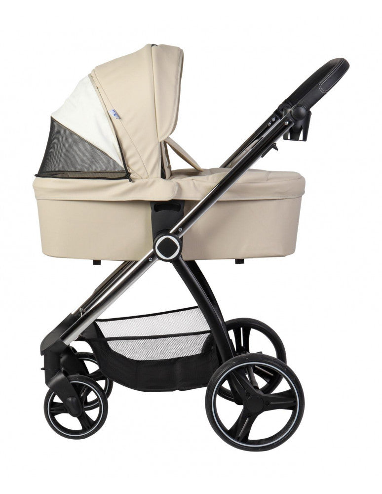Carro de bebe en ecopiel duo beige Toral Elena