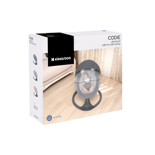 Hamaca automática Codie Kikka Boo con Bluetooth y control remoto gris oscuro