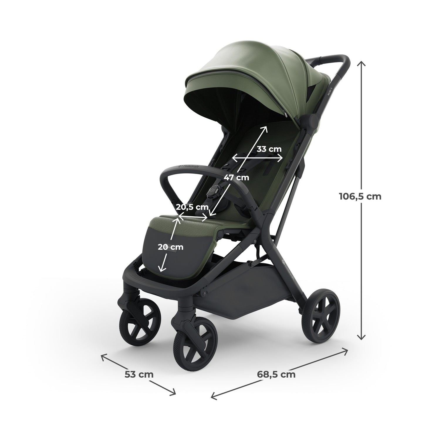 Silla de Paseo NUBI 3 de Kinderkraft  verde– Ultraligera, Compacta y Perfecta para Viajar