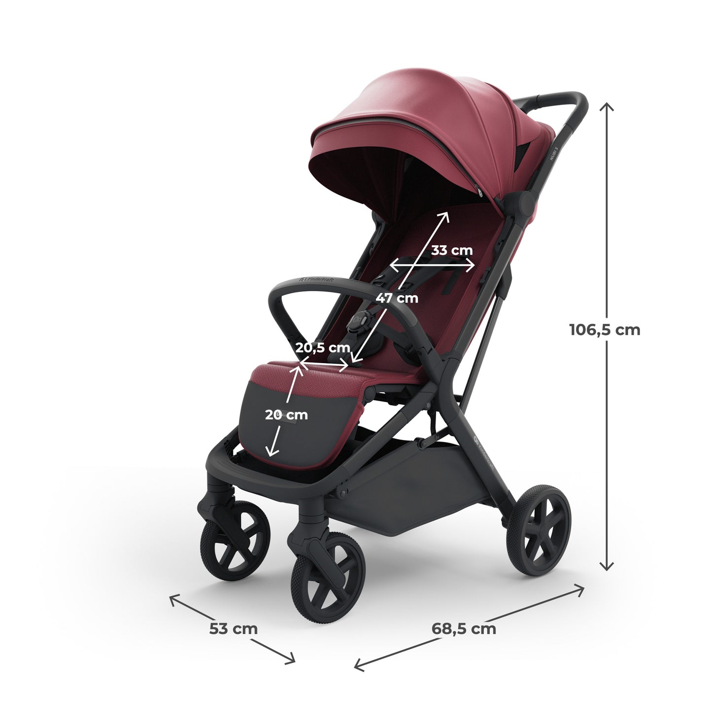 Silla de Paseo NUBI 3 de Kinderkraft  Burdeos– Ultraligera, Compacta y Perfecta para Viajar (Copia)