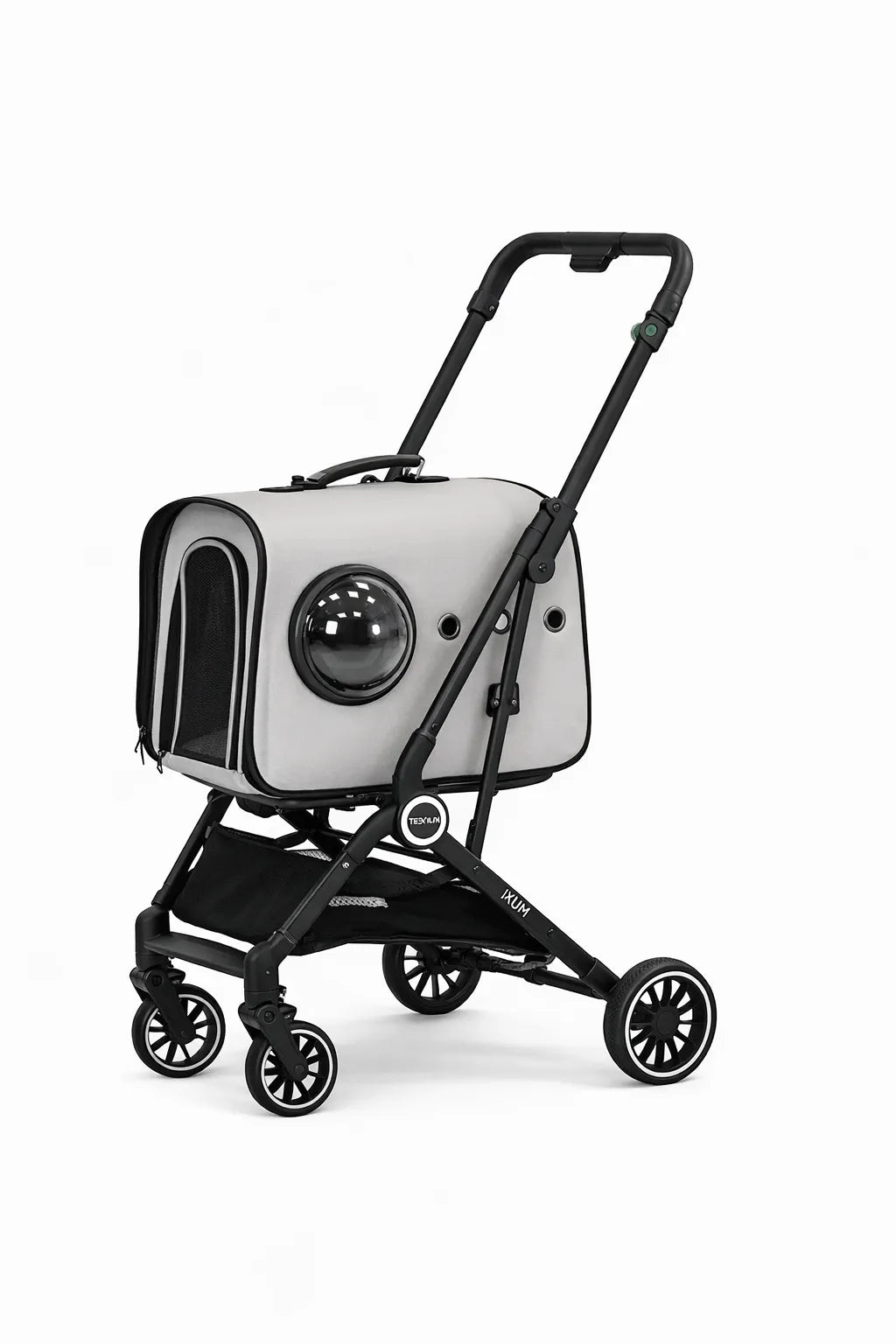 Cochecito para Perros y Gatos Plegable 2 en 1 con Transportín – Carrito para Mascotas Pequeñas, Viaje y Veterinario (Gris)